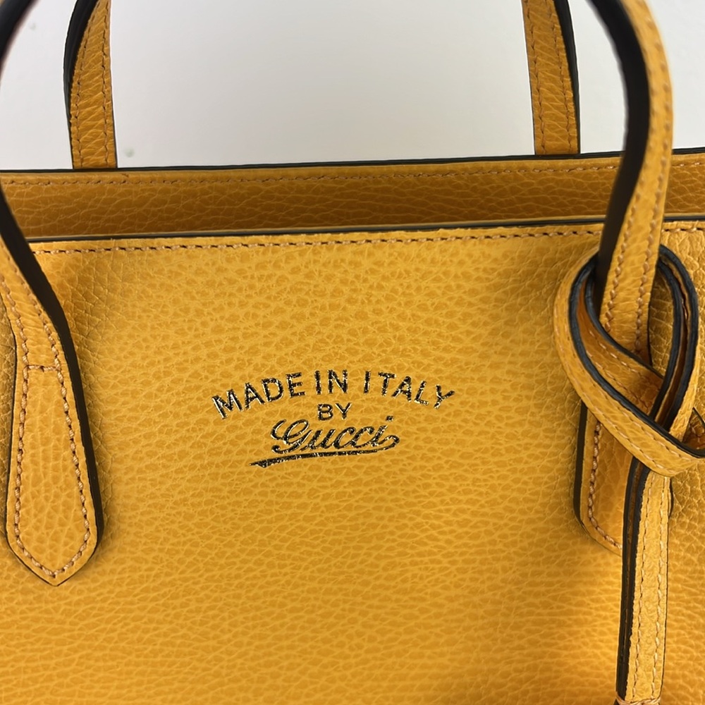 Gucci Yellow Leather Mini Swing Tote Bag ✅COA Included - Picture 8 of 16